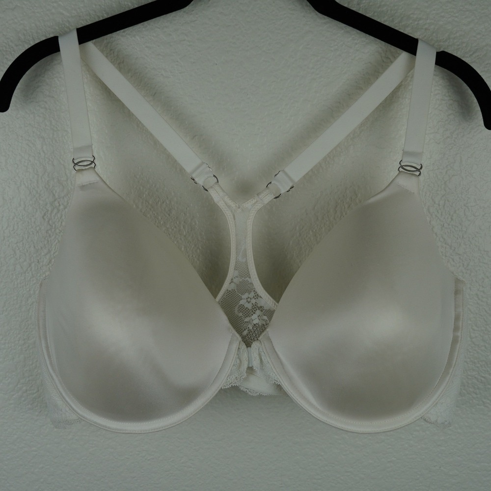 Maidenform‎ White Lace T-Back Underwire Racerback coquette romantic Bra 40DD